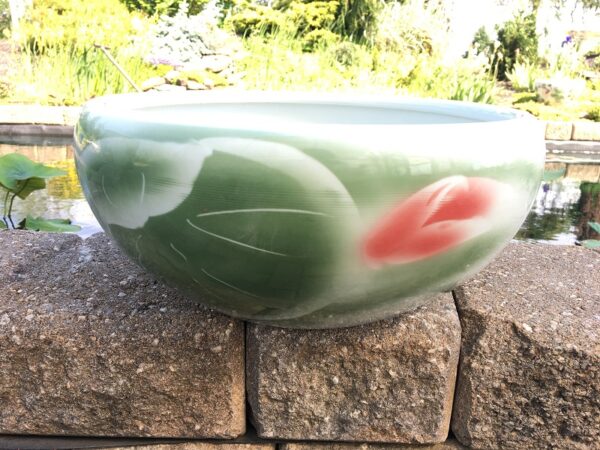 IMG_0452b-600x450 Chinese Bowl lotus Pot- Green with Red Lotus