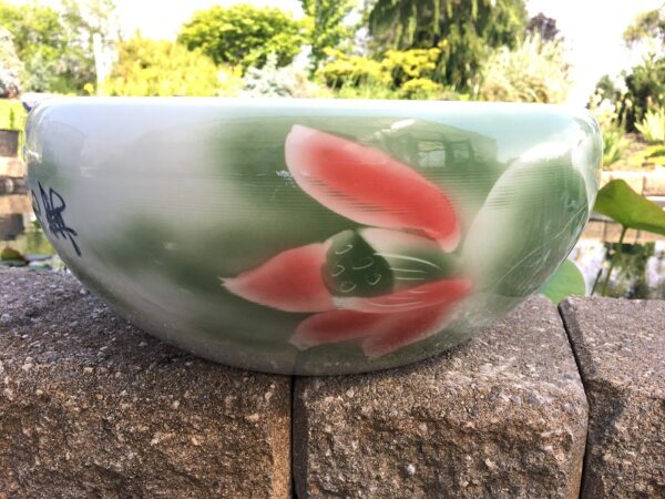 IMG_0453b-1-600x450 Chinese Bowl lotus Pot- Green with Red Lotus