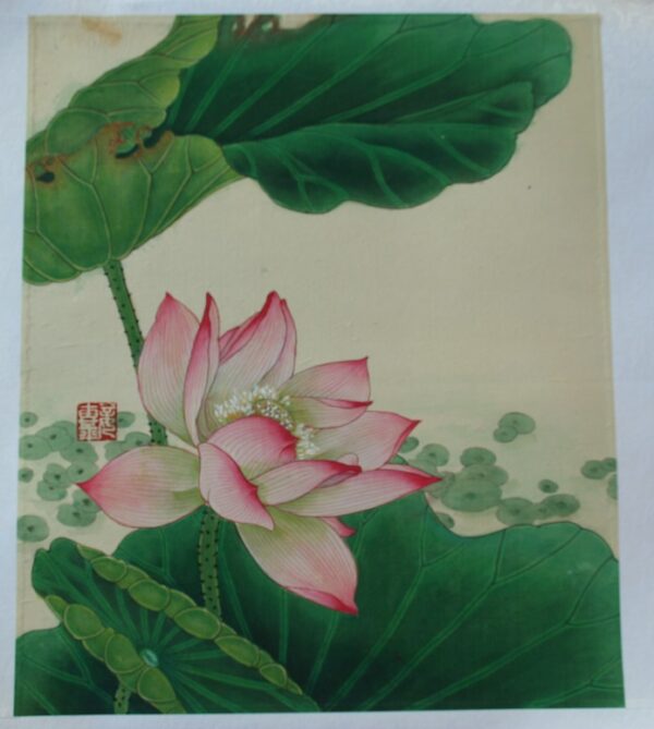 Lotus-1-600x669 Blooming Lotus Chinese Hand Painted