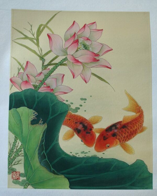 Lotus-2-e1485733214357-600x746 Blooming Lotus With Koi Chinese Hand Painted